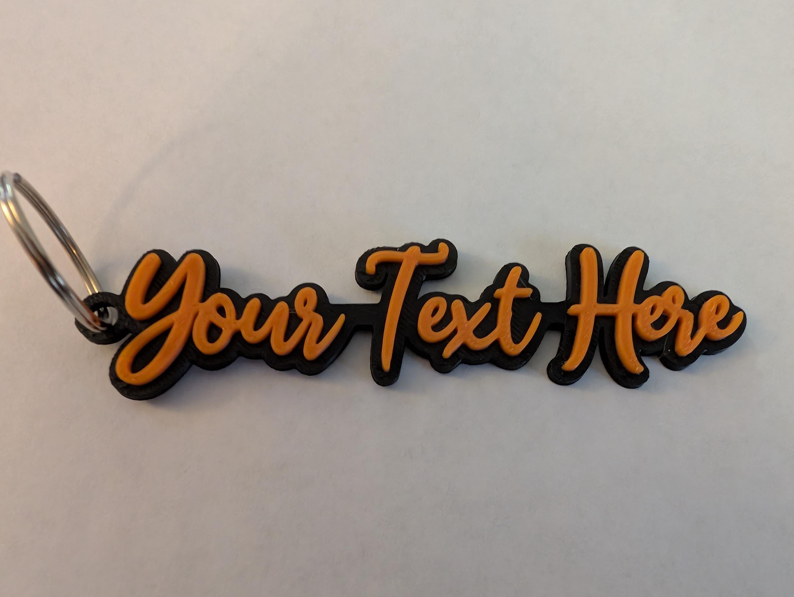 Personalized 3D-Printed Keychain – Custom Text, and Colors