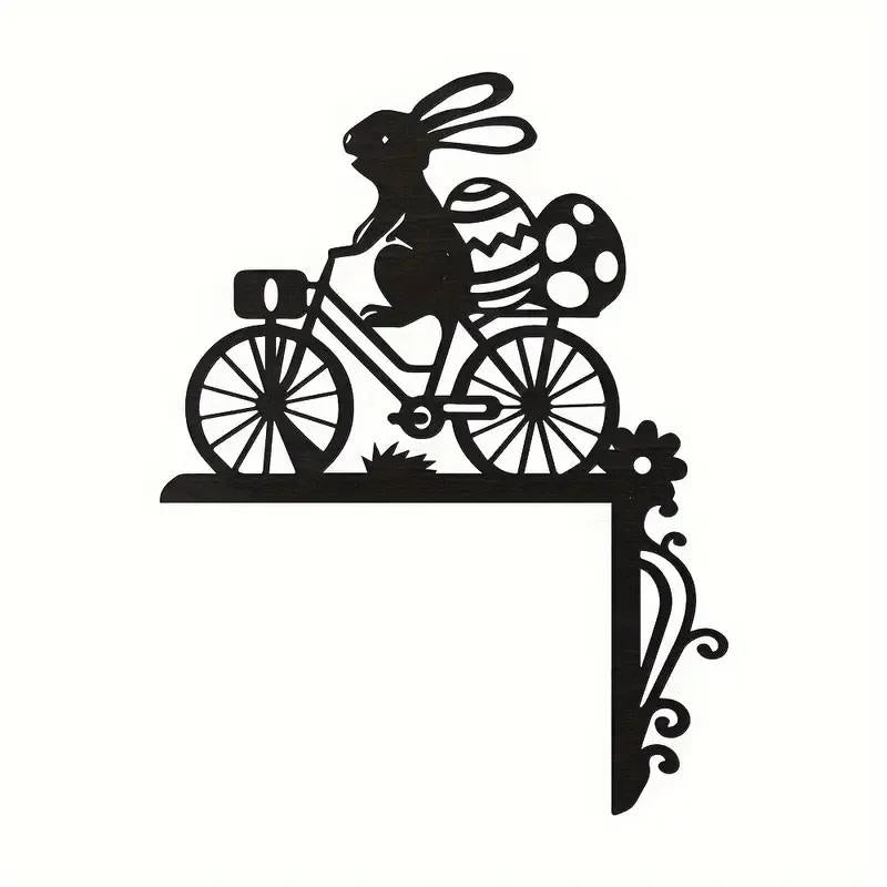 3D Printed Easter bunny riding a bike with eggs door/window corner decoration